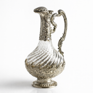 Massive Silver Mounted Claret Jug In Rococo Style