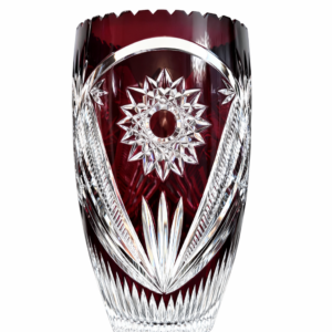 Bohemian Ruby Overlay Cut Crystal Vase
