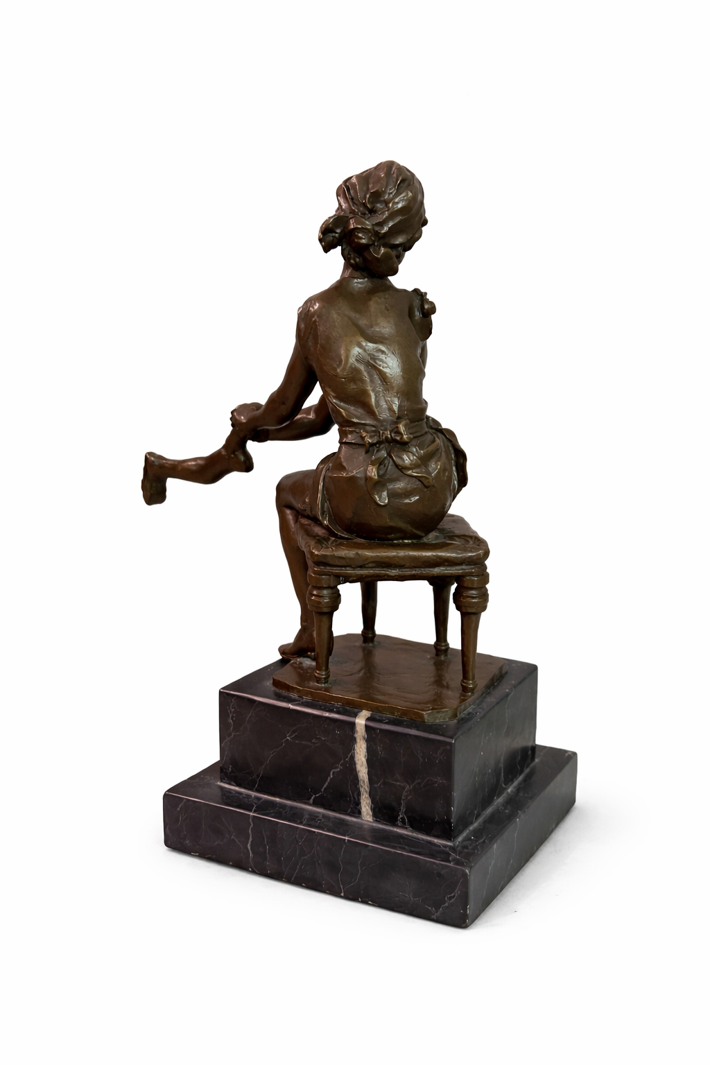 Bronze sculpture of female putting on stockings by Gori - Image 2