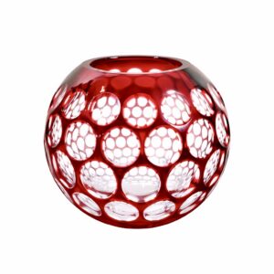 Bohemian Ruby Overlay Cut Crystal Bowl / Vase