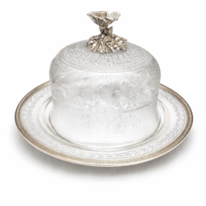 Etched Glass Butter Dish
